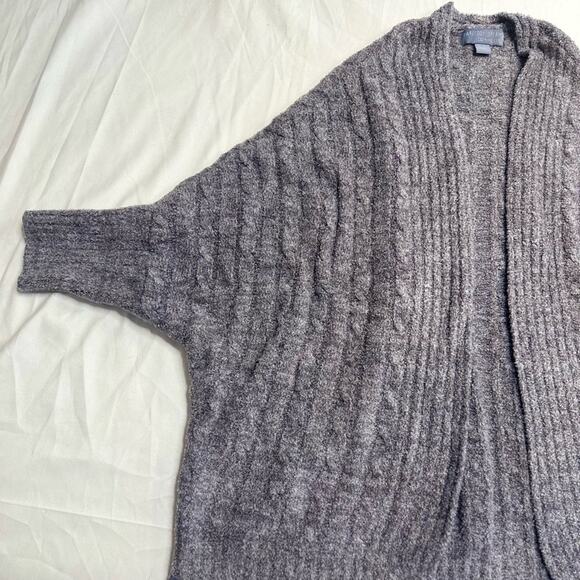 Barefoot Dreams Cable Knit Cardigan Sweater Shrug, Size S/M, Gray Soft Cozy Warm - Picture 5 of 7